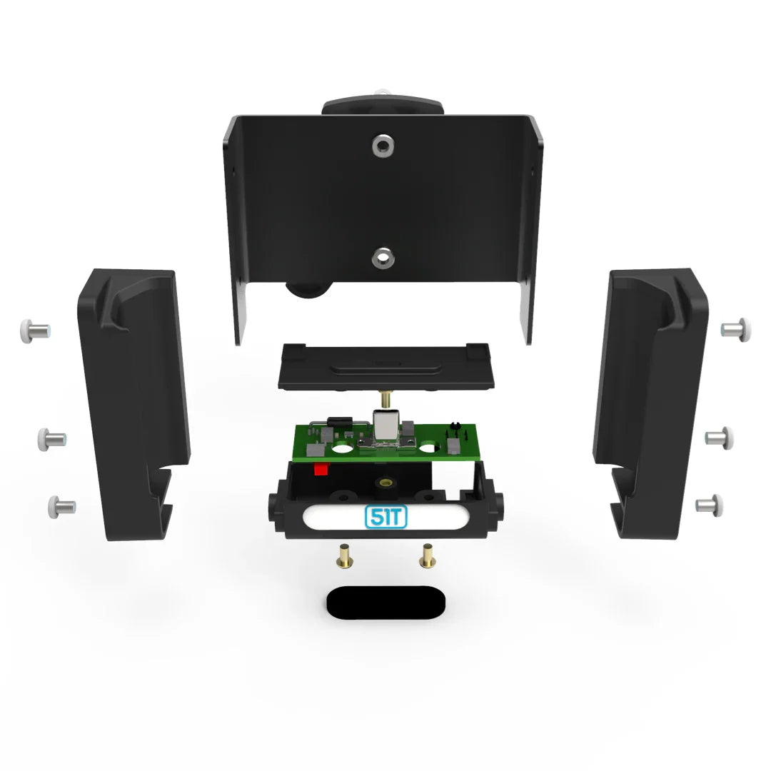Modular desktop charging cradle assembly with circuit board and black components
